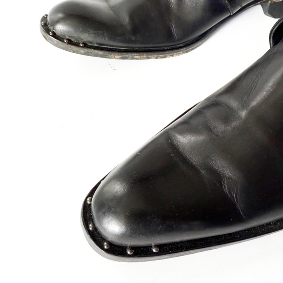 Vintage Kenneth Cole Monk Strap Studded Black Leather Ankle Boots Size 11.5 - Picture 4 of 11